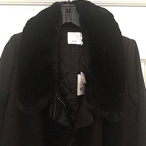 Vince Black Wool Long Sleeve Rabbit Fur